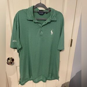 Polo Ralph Lauren golf Pima cotton green white stripe  polo